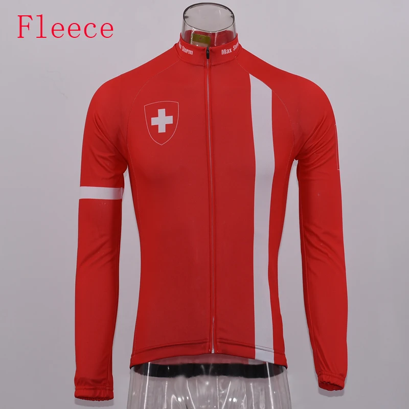 

2019 Switzerland cycling jersey winter long sleeve Winter Fleece&no Fleece cycling clothing Reflective zipper 4 pocket
