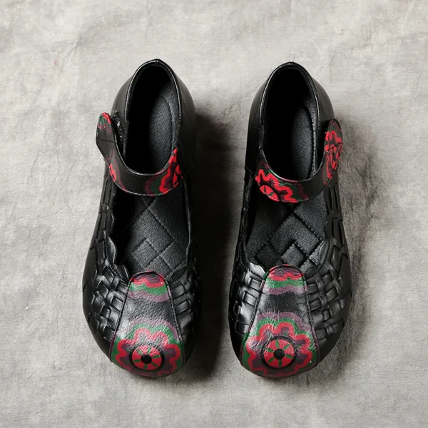Новое поступление; женская обувь из натуральной кожи в стиле ретро; Демисезонные женские туфли-лодочки; удобные мокасины mary jane на застежке-липучке - Цвет: 1