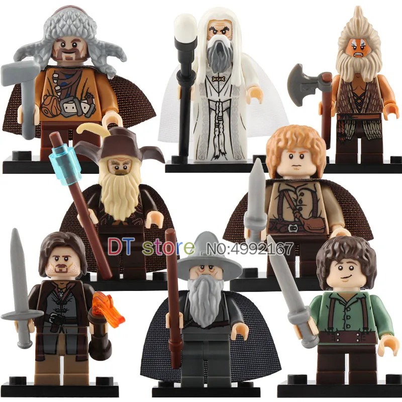 

50Pcs/Lot Lord of the Rings Sam Frodo Aragorn Gandalf bofur Radagast Saruman Beorn Legoed Building Blocks Children Toys PG8160