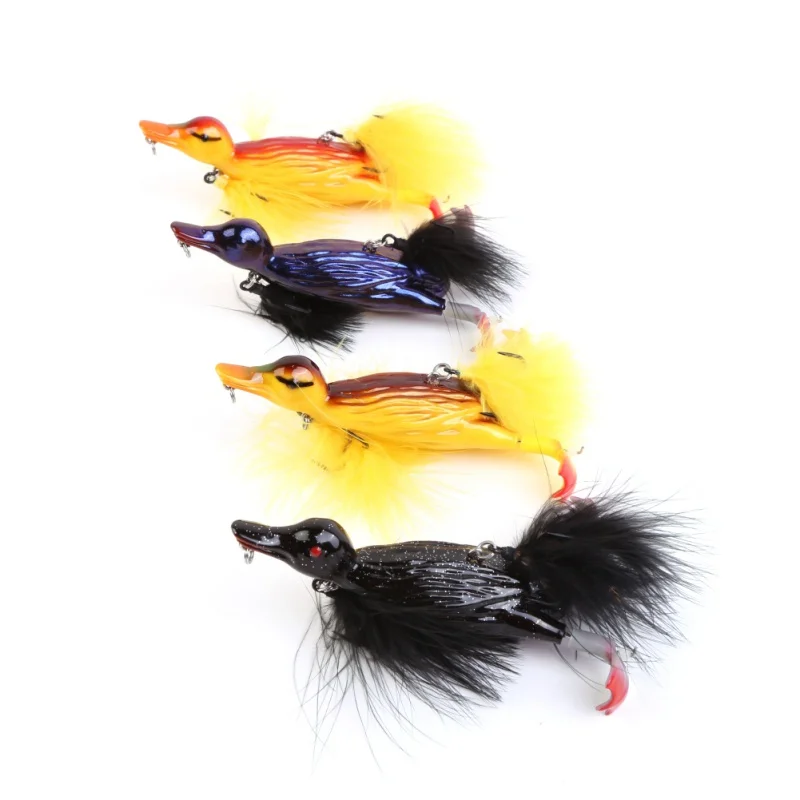 3D Stupid Duck Topwater Fishing Floating Artificial Bait, Plopping and Splashing Feet Hard Fishing Geer