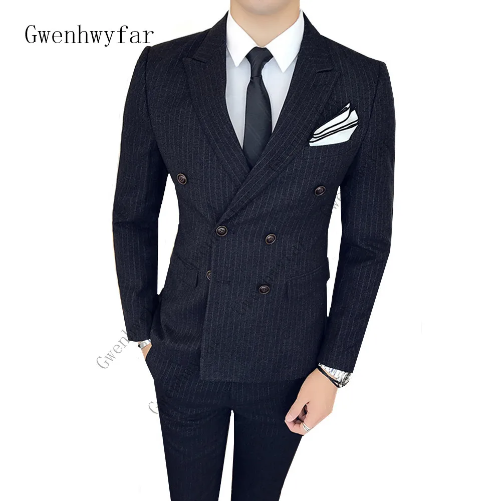 Stripe-Mens-Suit-set-Custom-black-Navy-Blue-male-Striped-Suits-Tailored-Double-Breasted-terno-masculino