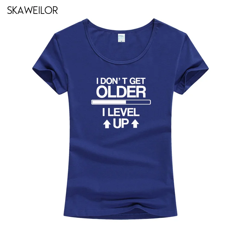 I Don't Get Older Level Up T Shirt Women Summer Fashion O-neck Short Sleeve Cotton T-shirts Funny Gamer Tops Tee For Lady | Женская