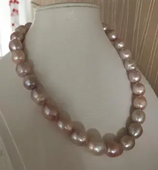 

new 12-13mm south sea baroque lavender pearl necklace 18inch 925 silver