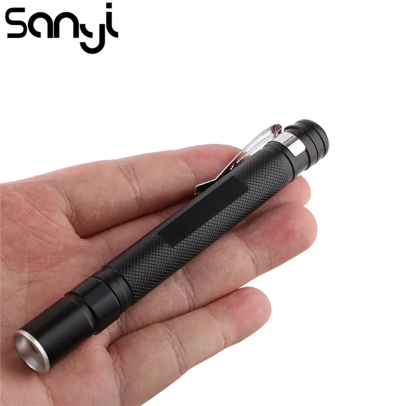 

SANYI Black Mini Aluminum Adjustable focus range Portable Black light XPE LED Flashlight Torch Lamp use 2*AAA