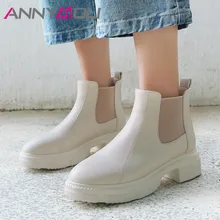 ANNYMOLI Autumn Chelsea Boots Women Boots PU Leather Chunky Heel Ankle Boots Fashion Round Toe Short Shoes Ladies New Size 34-39 ANNYMOLI Autumn Chelsea Boots Women Boots PU Leather Chunky Heel Ankle Boots Fashion Round Toe Short Shoes Ladies New Size 34-39