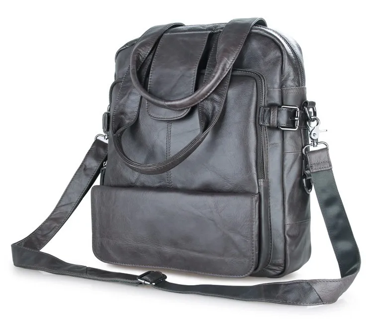 Модная школьная сумка для ноутбука из натуральной кожи в ковбойском стиле 7065i - Цвет: Light grey