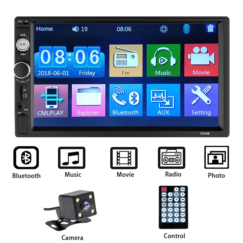 Авторадио 2 Din автомагнитола 7 дюймов HD мультимедийный плеер 2DIN сенсорный экран Авто аудио стерео MP5 Bluetooth USB TF FM камера