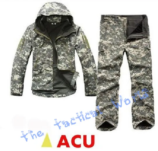 ACU Мужские уличные водонепроницаемые куртки TAD V 5,0 Softshell охотничий наряд Термоодежда Тактический походный страйкбол спортивный костюм - Цвет: ACU