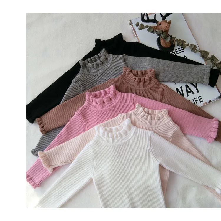 Новая одежда для детей возрастом от 1 года до 5 лет вязаный свитер для маленьких мальчиков и девочек осенняя одежда для маленьких детей, Свитера Зимний пуловер для малышей однотонный цвет