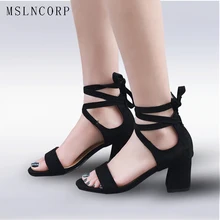 Plus Size 34-46 New Women Sandals Gladiator Thick High Heels Summer Fashion Sexy Open toe Lace Up Ankle Strap Dress Party Shoes Plus Size 34-46 New Women Sandals Gladiator Thick High Heels Summer Fashion Sexy Open toe Lace Up Ankle Strap Dress Party Shoes