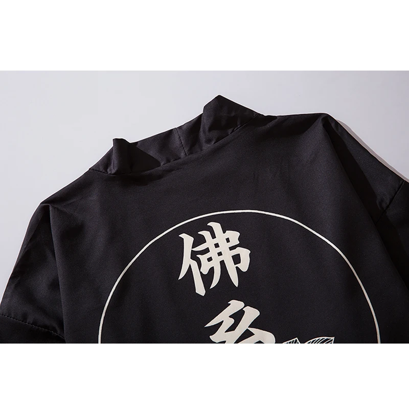 Японское кимоно, мужские рубашки Harajuku, открытая строчка, уличная мода, лето-осень, мужская Японская одежда в стиле хип-хоп, HW310