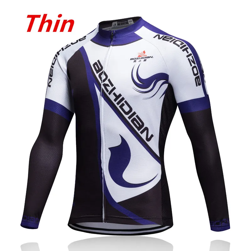 Новинка, зимний мужской комплект одежды для велоспорта, теплая флисовая велосипедная майка с длинным рукавом, Mtb Ropa Ciclismo Hombre, одежда для езды на велосипеде - Цвет: Thin jersey