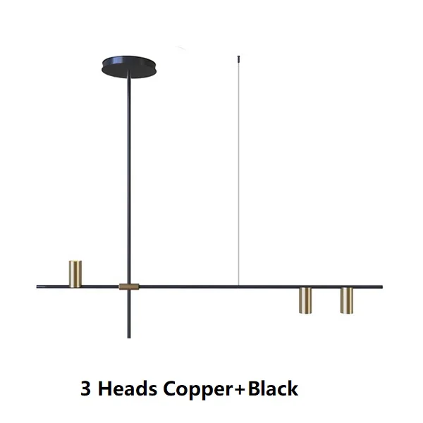 Креативная художественная линия, Геометрическая золотистая черная барная Подвесная лампа, пост-современная столовая декоративная Подвесная лампа - Цвет корпуса: 3Heads Copper
