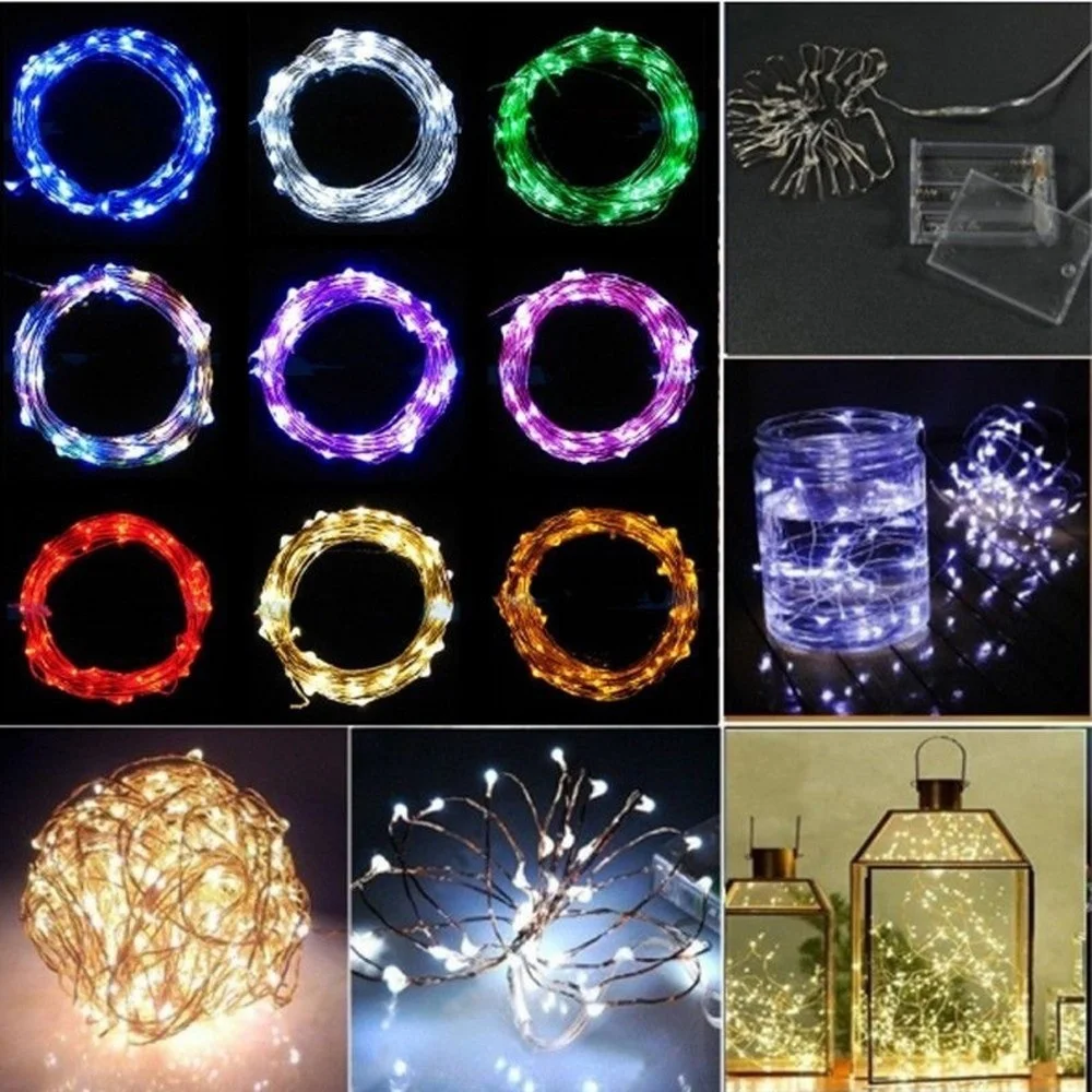 Luzes de Fadas de Cordas da Lâmpada Decoração da Bateria Fio de Cobre Luzes Cordas 30 40 50 100led Party Brilhantes Operado Levou Guirlanda Led 20 - 5 LED Fio de Cobre Luzes Cordas 20