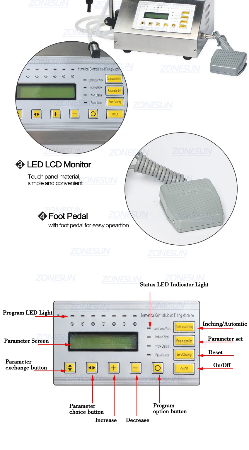 ZONESUN GFK-160 с цифровым управлением, разливочная машина, маленькая портативная электрическая соковыжималка для жидкой воды, разливочная машина для бутылок