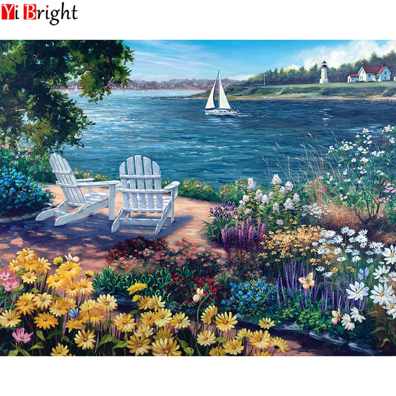 

5D DIY full square diamond painting cross stitch seaside scenery 3D diamond embroidery rhinestone mosaic home decoration XY1