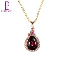 Lohaspie алмаз-ювелирные изделия Твердые 18K 750 розовое золото натуральный родолит Гранат подвеска с рубином мелкозернистый камень ювелирные изделия для женщин подарок