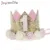 JOY-ENLIFE Flower Crown Newborn Headband Gold Birthday Crown 1 2 3 Year Number Priness Style Birthday Hat Baby Hair Accessory