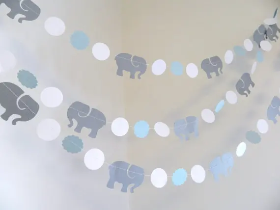 Слон гирлянда/слон baby shower DecorationsBlue &amp Серый слон для детской комнаты
