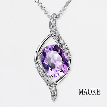 

Promotional S925 SV Purple Crystal Necklace Pendant Fashion Jewelry for Women's Fashion Gifts