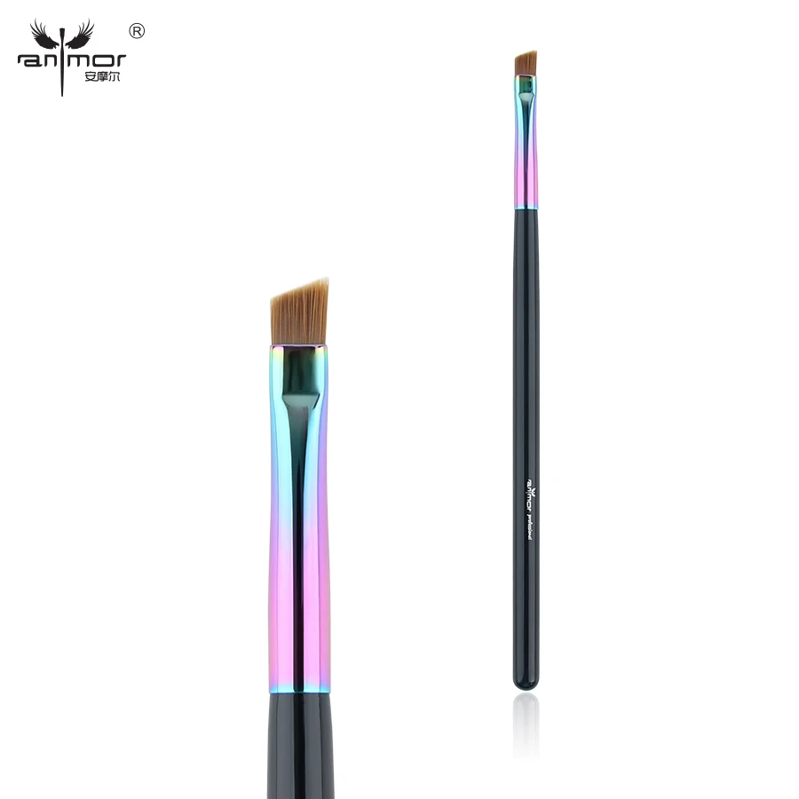 

Anmor Synthetic Hair Angled Eyebrow Brush Rainbow Brow Make Up Brush Portable Professional Eyeliner Makeup Brushes maquillage