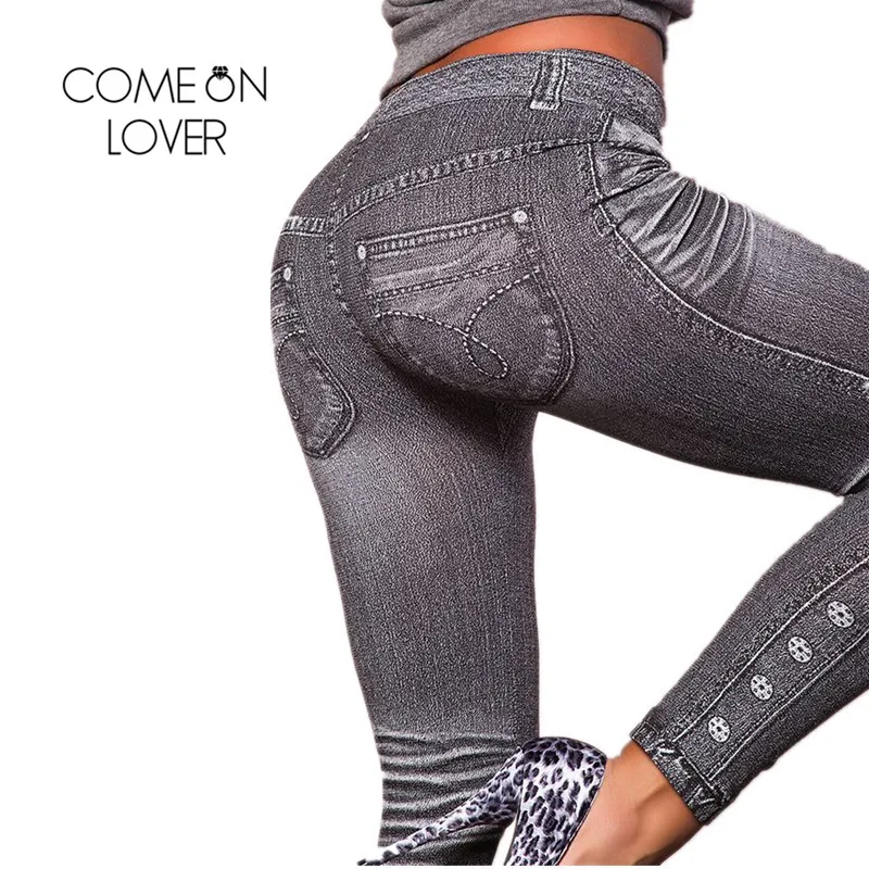 

Comeonlover Work Out Leggings Gray Fashion Style Demin Legging Woman Leggings Trendy Super Deal Jean Type Legging Jeans TI2418