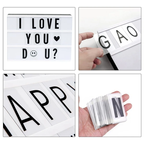 

104pcs Cinematic Lightbox Replacement Letters & Numbers Signs black for A4 Light Up Letter Box Sign Message Board 65.4x35mm(LE
