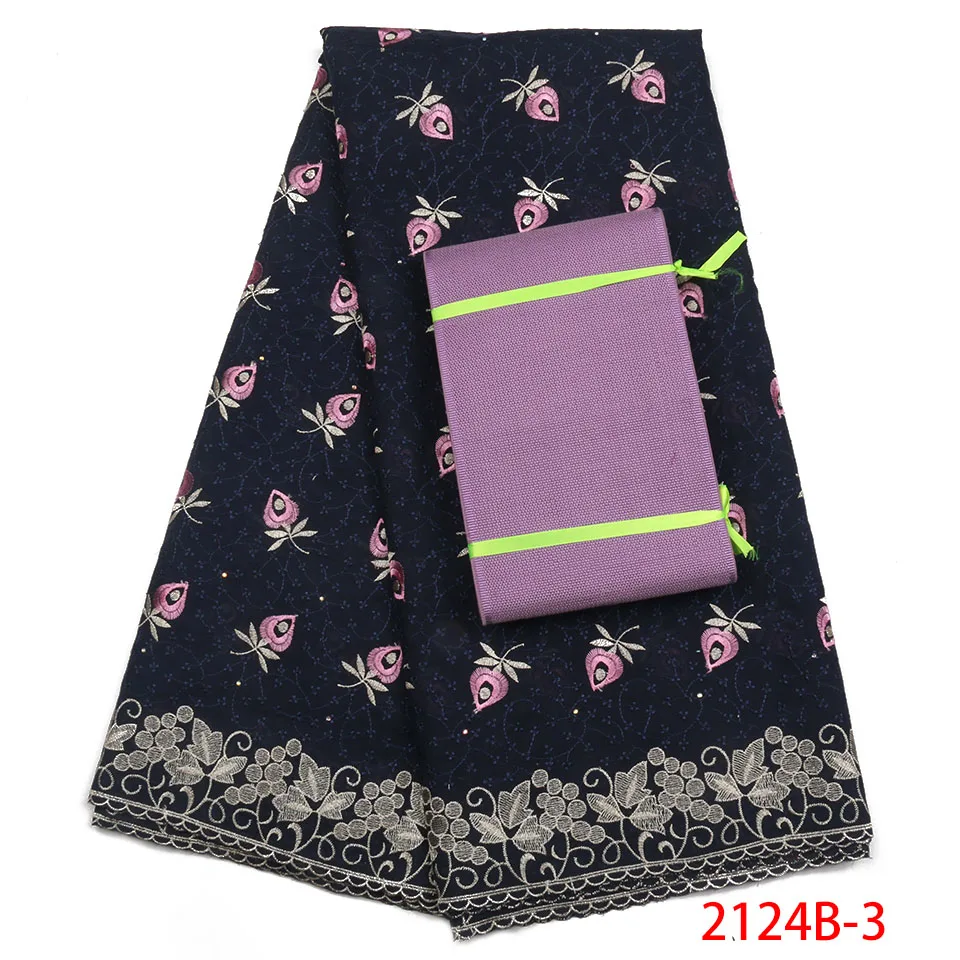 

100%Cotton Voile Lace Swiss Lace With Aso Oke Latest High Quality Swiss Voile Laces In Switzerland And Aso Oke Head TieXZ2124B-2