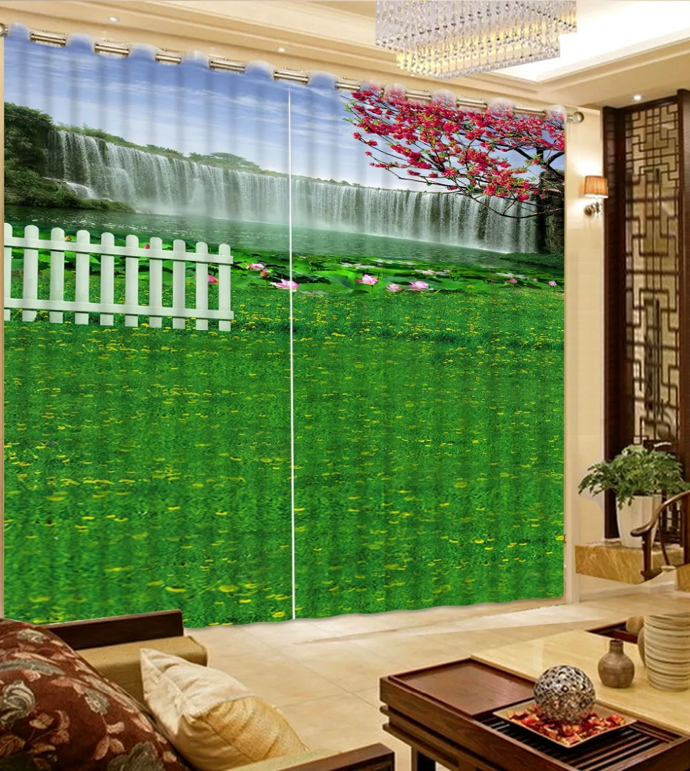 Photo Customize size window bedroom curtain nature scenery landscape 3d