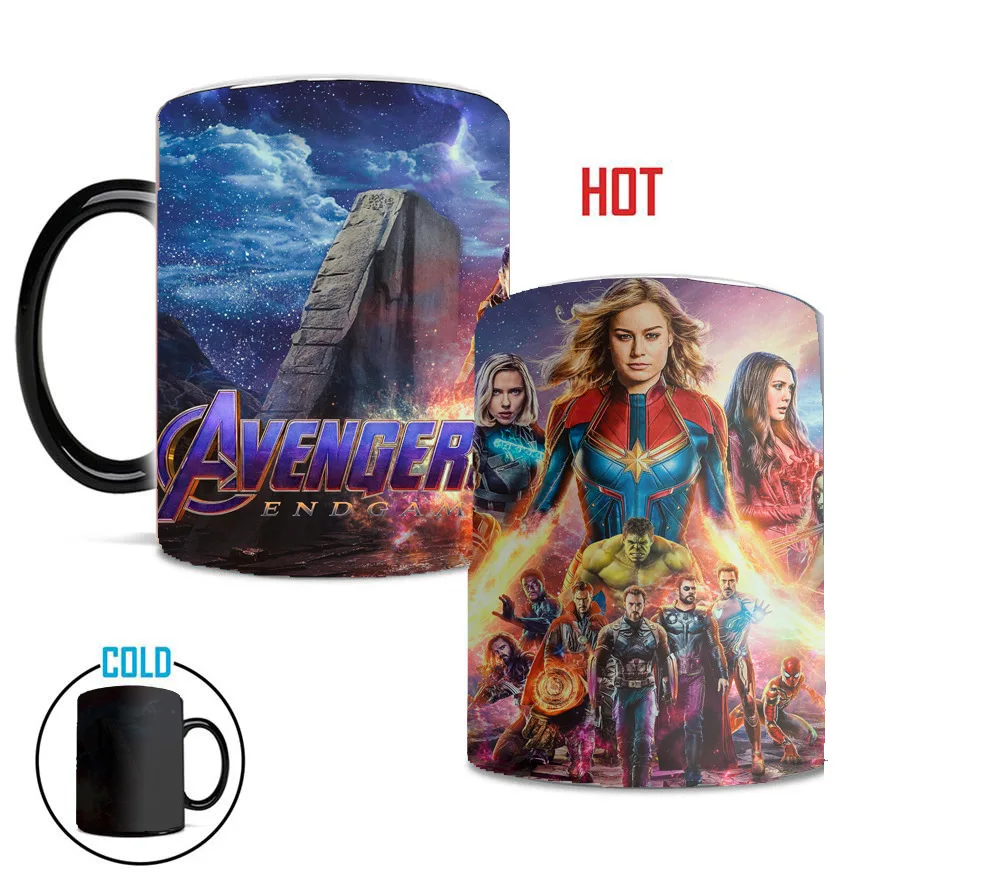 Мстители эндшпиль кружки керамика Marvel кофейная чашка 350 мл супер герой фигура изменение цвета волшебная кружка Прямая поставка