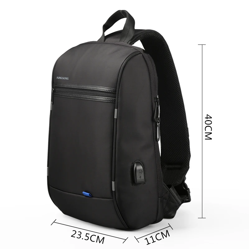  Kingsons bolsos de hombro impermeables hombres mujeres Laptop mensajero USB carga pecho bolsa 133 p