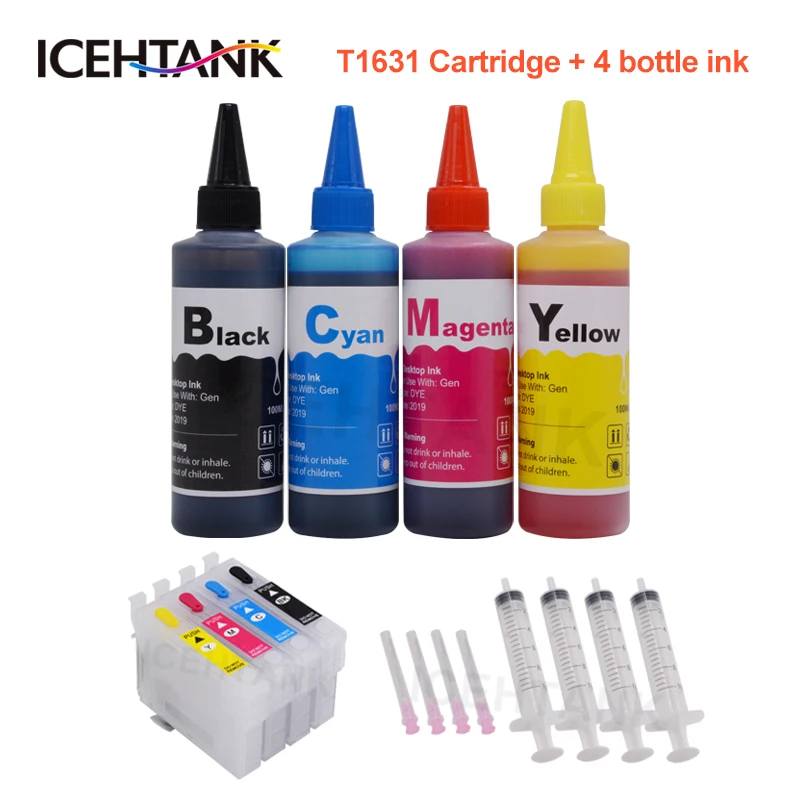 ICEHTANK 100 мл чернильные чернила для принтера + T1631 чернильный картридж Epson Workforce WF 2010