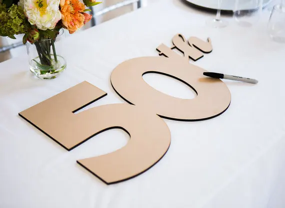 

Custom Number 50th Wedding Guest Book,Unique Signature Guest Book