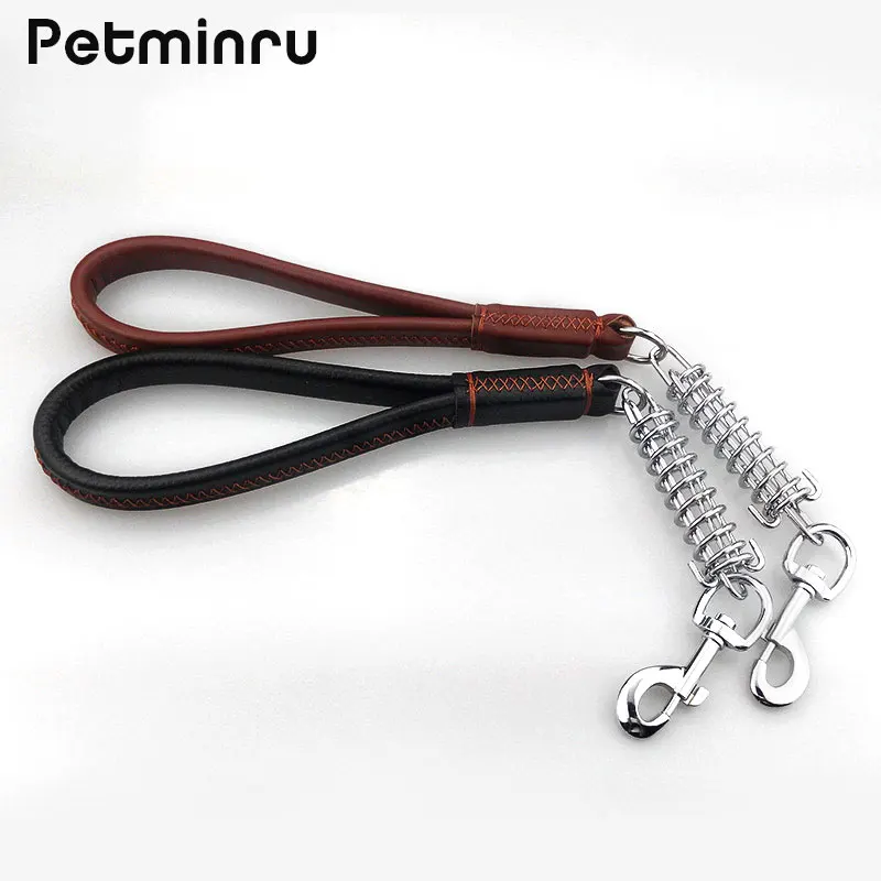 Petminru Leather Dog Leashes Large Dog Walk Rope Golden Retriever