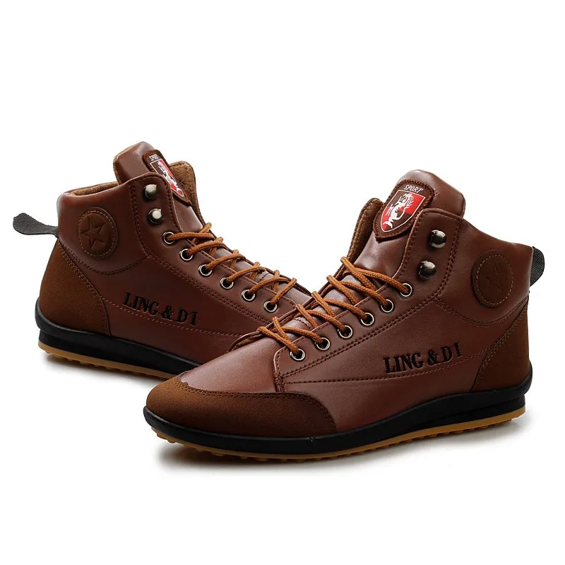 DOGEEK/брендовая дизайнерская мужская повседневная обувь с высоким берцем; Модные ботильоны из искусственной кожи; Разноцветные теплые мужские ботинки на шнуровке в британском стиле