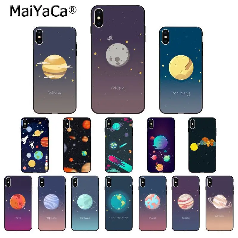 Us 085 22 Offmaiyaca Cute Nine Planets Solar System Black Tpu Soft Rubber Phone Cover For Iphone X Xs Max 6 6s 7 7plus 8 8plus 5 5s Xr In