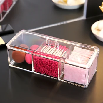 

transparent Acrylic Organizer Holder Cotton swab box Makeup Pads storage box desktop Organizer Jewelry Case for Cosmetics c31