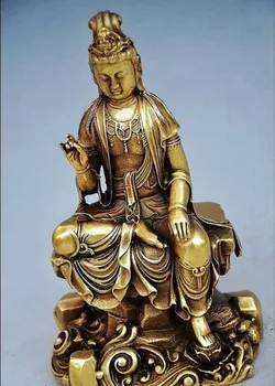 

YM 311 CHINESE COPPER GILT HANDWORK DELICATE KWAN-YIN STATUE