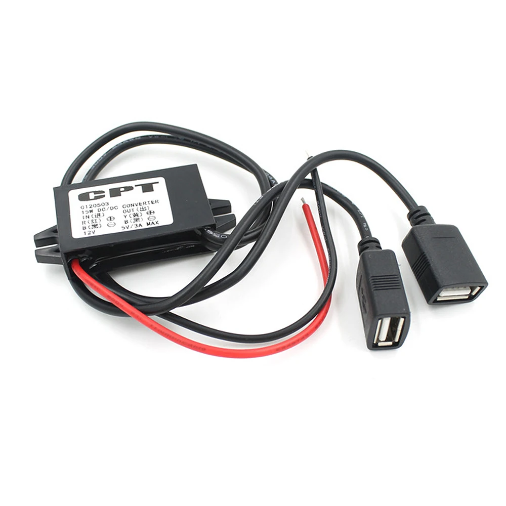 Двойной 2 USB автомобильный преобразователь dc-dc мощность автомобиля 12 В до 5 В 3A 15 Вт модуль преобразователя Micro USB понижающий выходной адаптер низкого тепла