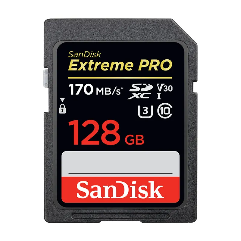 SanDisk 128GB SD Card 64GB SDXC Memory Card 256GB U3 Class10 V30 UHS-l Extreme PRO Camera SD Card For 4K UHD Recording 170MB/s - Емкость: 128GB-170MB