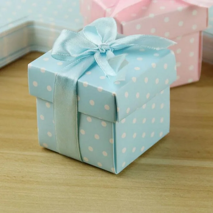 

candy box bag chocolate paper gift package for Birthday Wedding Party favor Decoration supplies DIY baby shower pink blue dot Wh