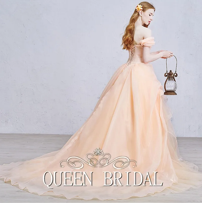 light orange wedding dress