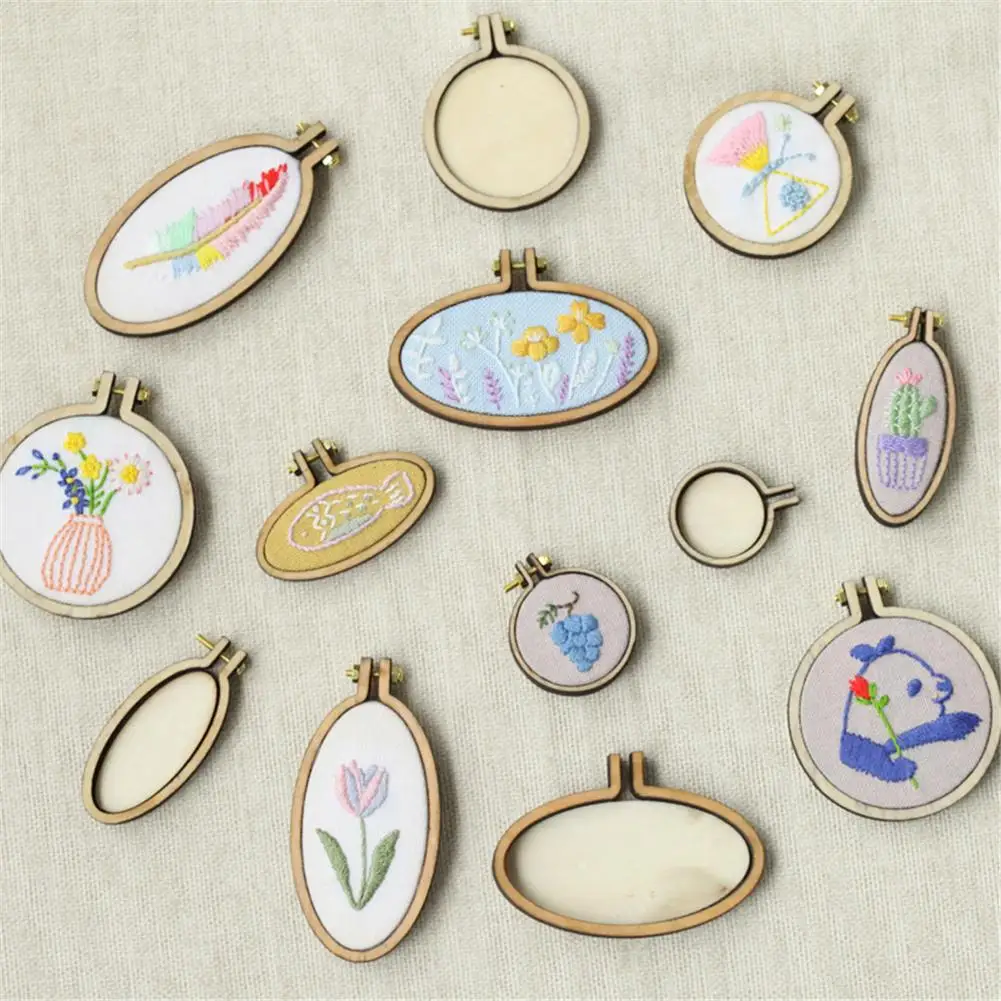 

New Home Decoration DIY Cross Stitch Sewing Handmade Stitches Crafts Tool Mini Wooden Hoop/Ring Embroidery Fixed Frame