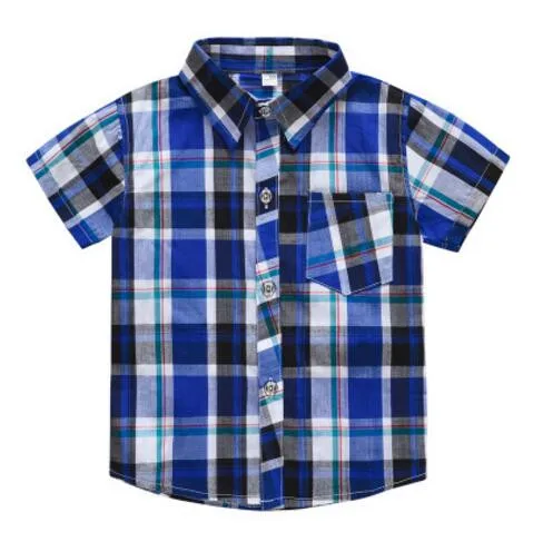 Г. Летняя новая хлопковая одежда для мальчиков детская рубашка в клетку тонкая рубашка для джентльмена для вечеринки Повседневные детские рубашки с короткими рукавами - Цвет: 3