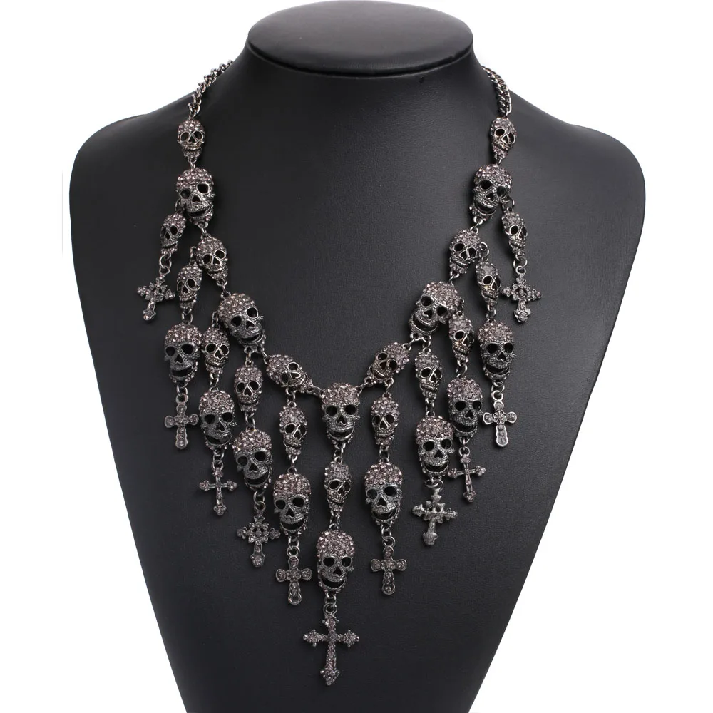 Ожерелье с черепами металлическая цепь кристаллами|necklace heart|necklace pendant silverpendant