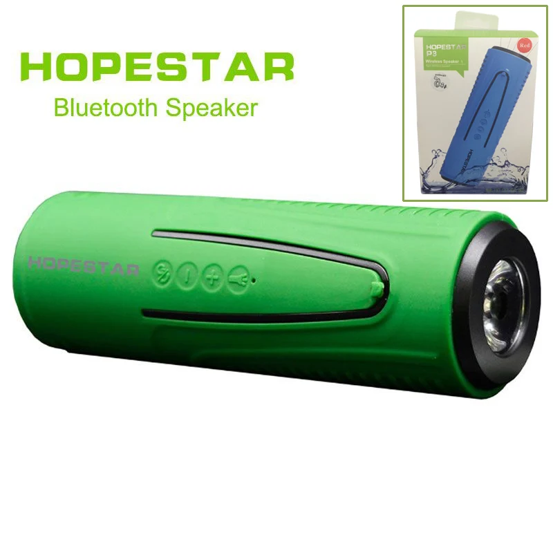 HOPESTAR P3 Bluetooth динамик беспроводной сабвуфер велосипед водонепроницаемый стерео Поддержка TF AUX FM с внешним аккумулятором три уровня фонарик - Цвет: green with package