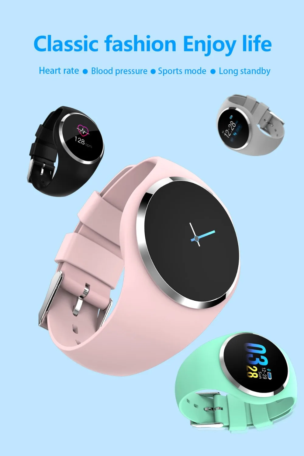 DIGOOR Fashion Smart watch women IP67 waterproof Support Blood pressure Blood oxygen Heart Rate Monitor Activity tracker Fitness bracelet Smartwatch Lady (1)