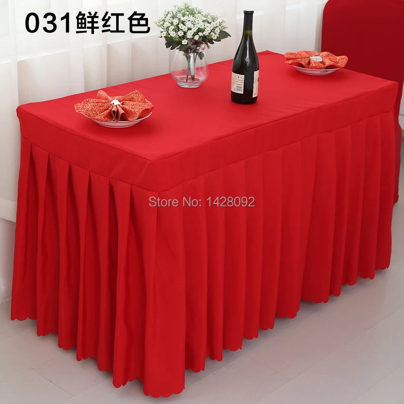 

red plain polyester skirting cover can do customized size