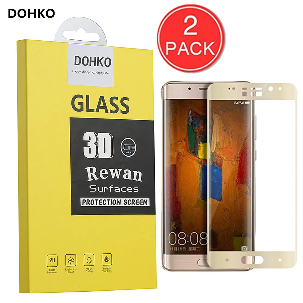 

2 PACK DOHKO 3D Curved For Huawei Mate9 Pro Full coverage Screen Protector Tempered glass Film Protective For Huawei Mate 9