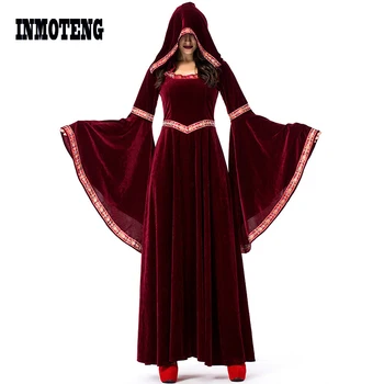 

INMOTENG Mantle Hooded Cloak Coat Wicca Robe Medieval Cape Shawl Halloween Cosplay Party Witch Wizard Costumes